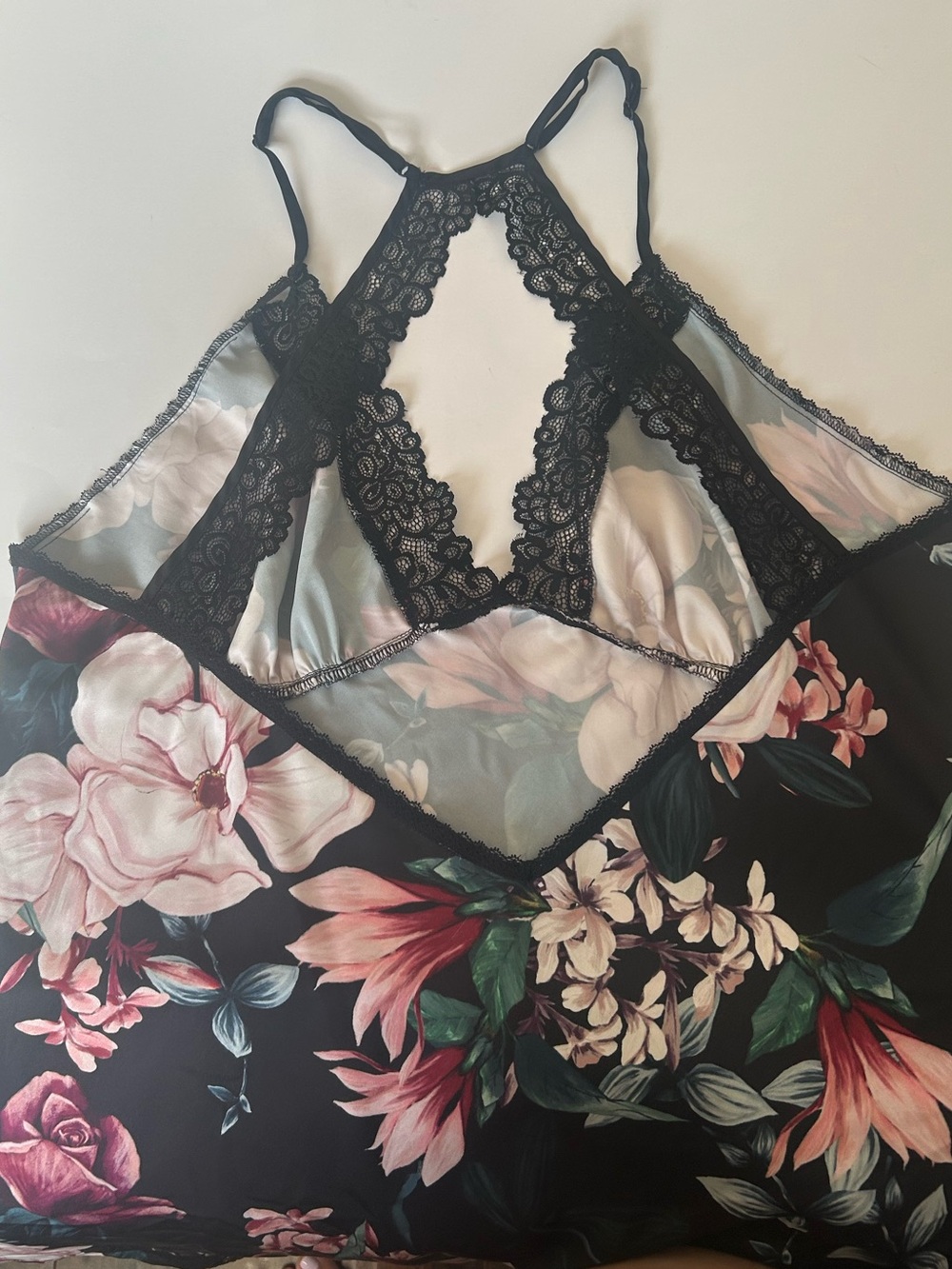 La Vie En Rose Black Floral Lace-Trim Chemise - Picture 12 of 16
